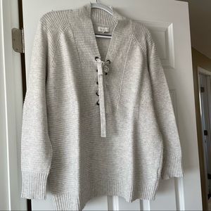 Lucky Brand sweater  with string tie front grommet
